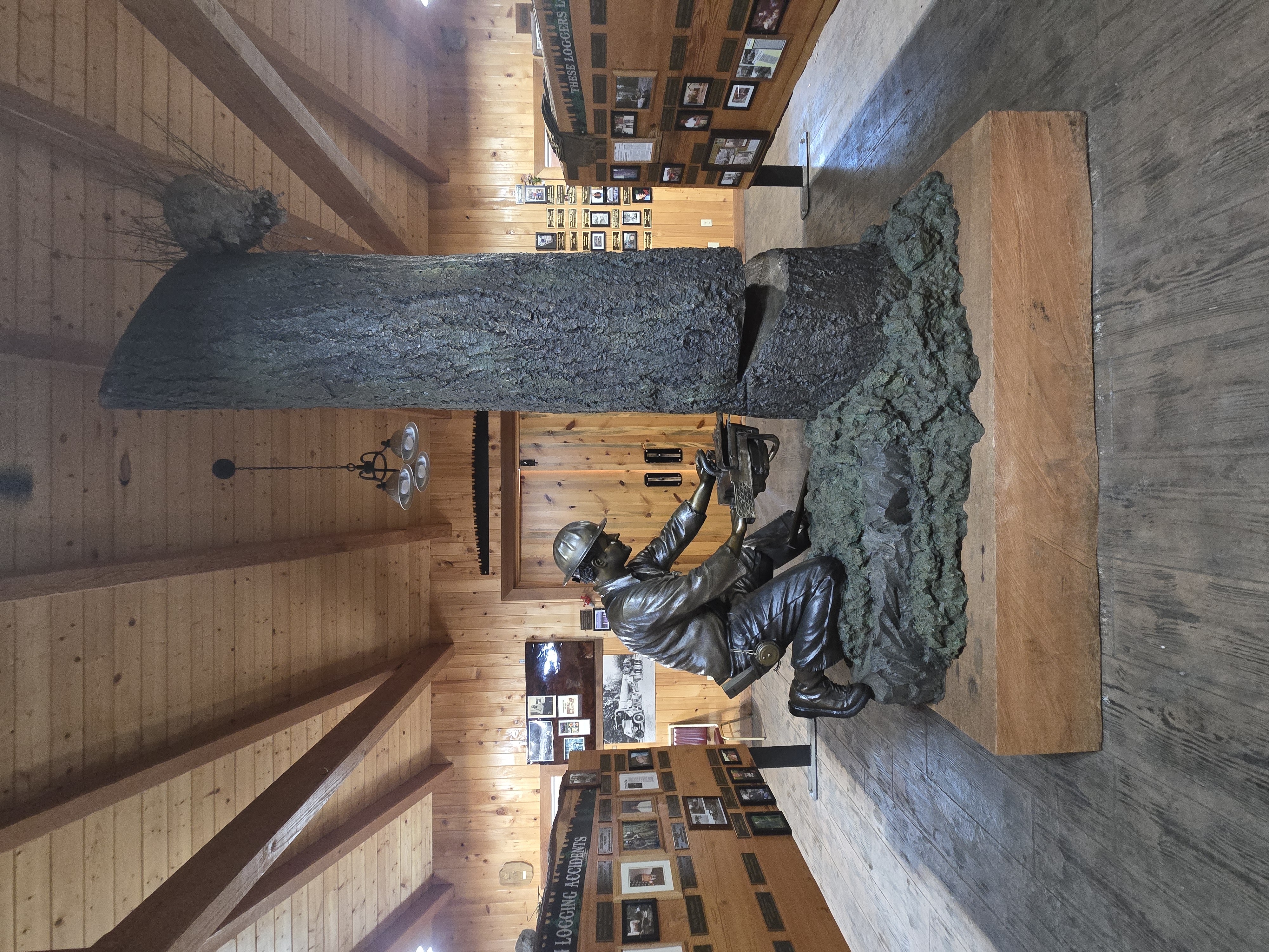 Bronze Man full room — Steve Boudreau at work, Camp 18 Loggers Memorial